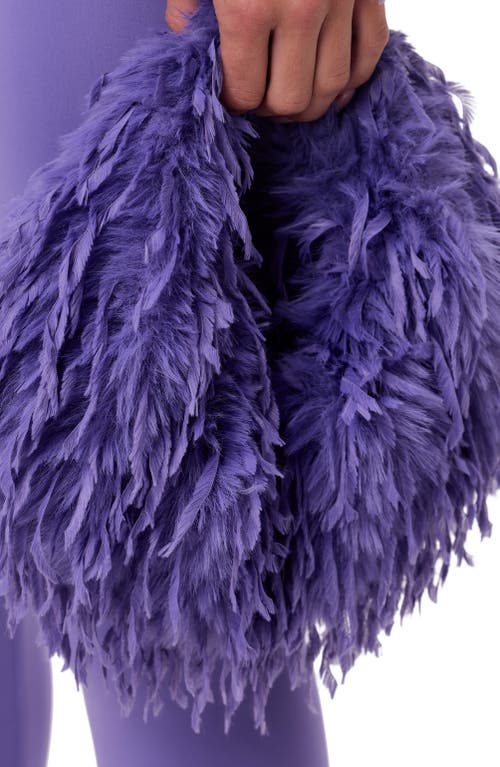 Naked Wardrobe Micro Mini Faux Feather Handbag In Purple