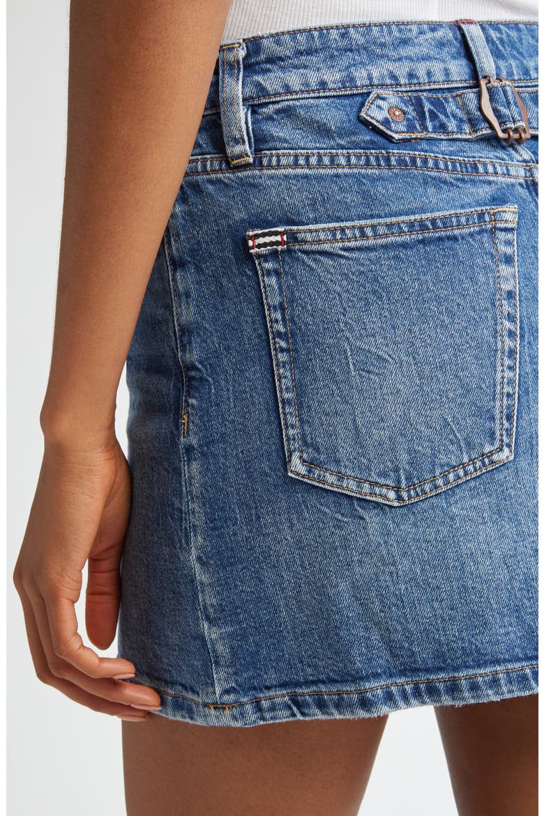 Joss Buckle Back Denim Miniskirt, Alternate, color, NORA ULTRA LIGHT BLUE