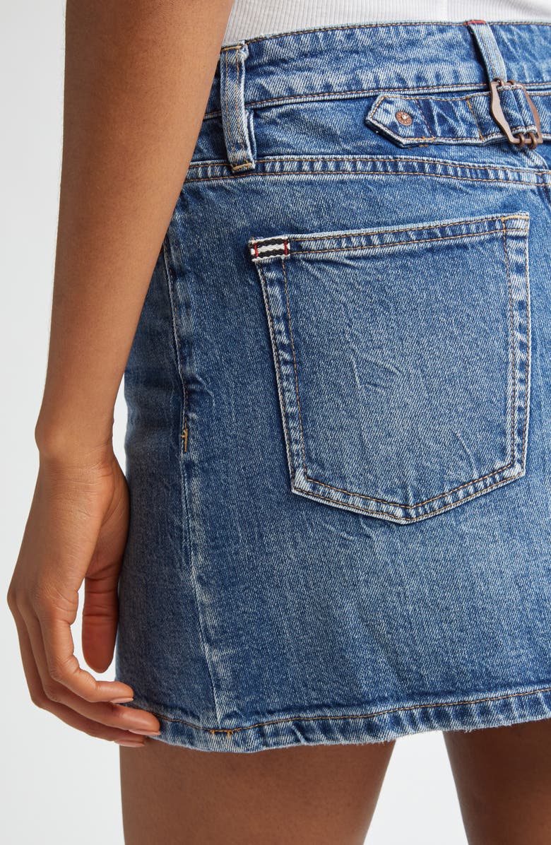Alice + Olivia Joss Buckle Back Denim Miniskirt, Alternate, color,