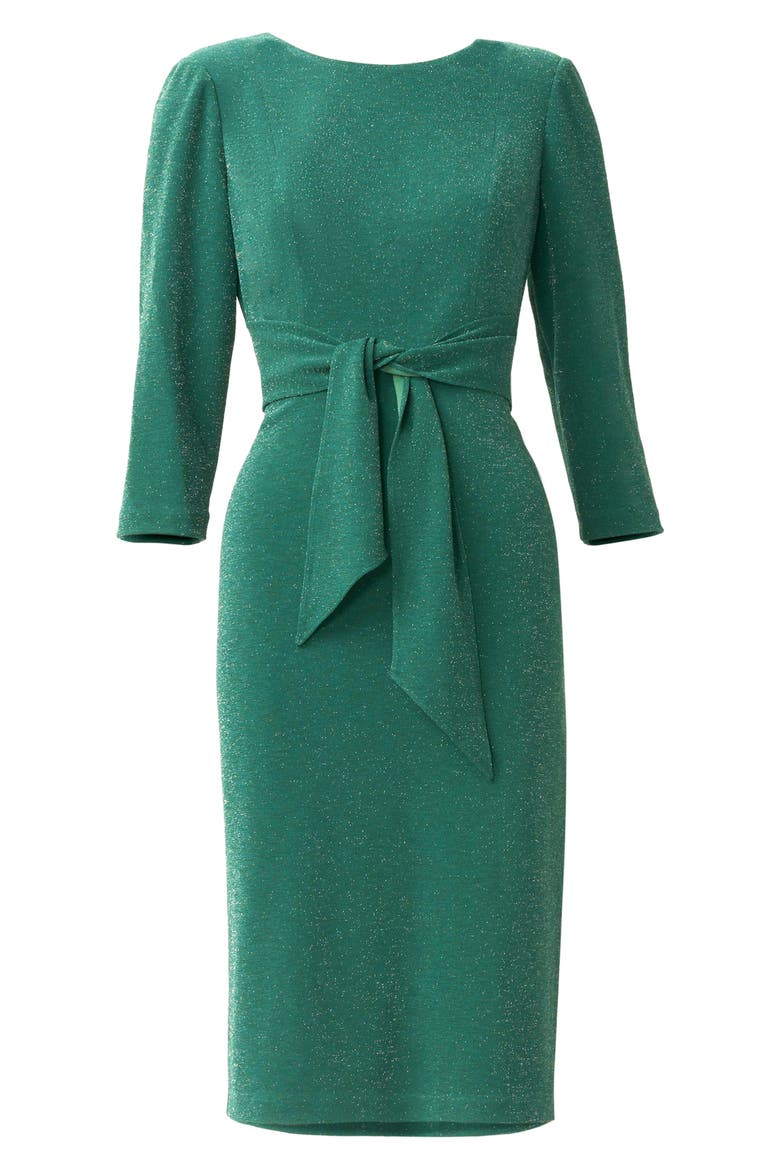 Metallic Knit Tie Front Dress, Alternate, color, HUNTER