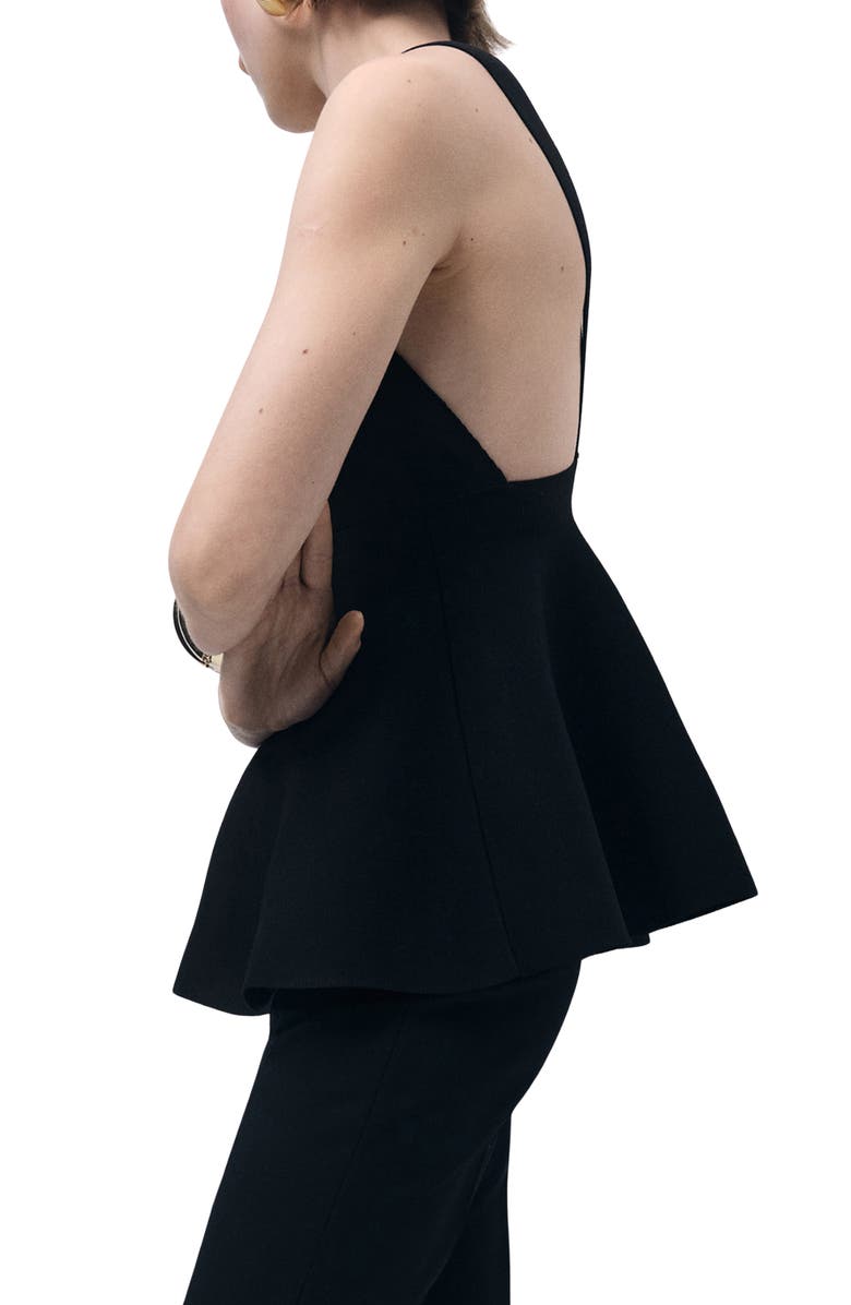 MANGO Cinnamon Sleeveless Peplum Top, Alternate, color, Black