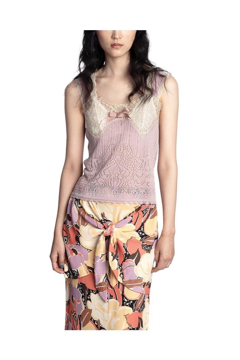 Lingerie Lace Knit Camisole, Main, color, Blush