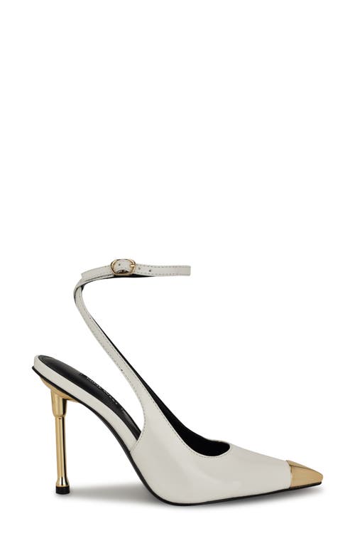 Nine West Monroh Pointed Cap Toe Pump In White