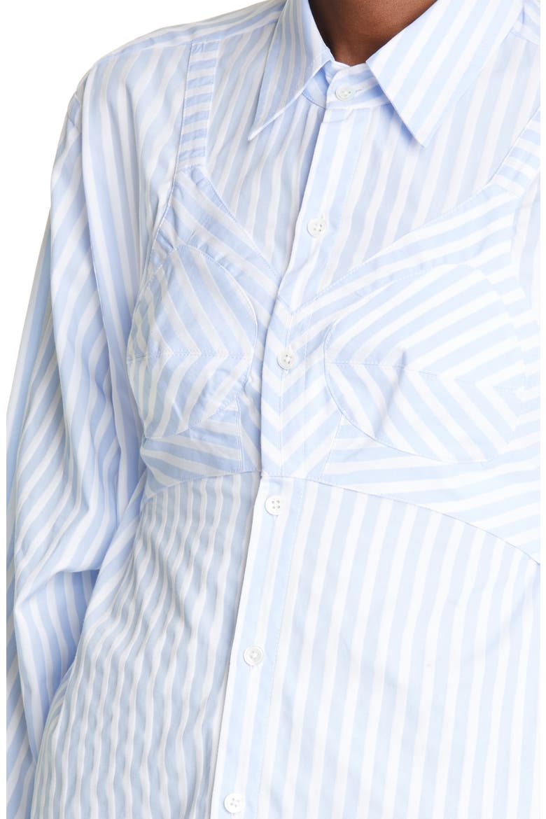 Built-In Bra Stripe Button-Up Shirt, Alternate, color, BLUE STRIPE