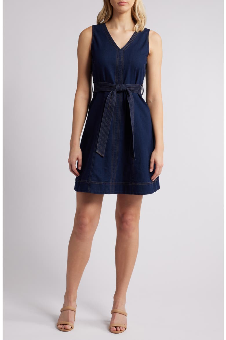 Denim A-Line Dress, Main, color, METROPOLITAN WASH