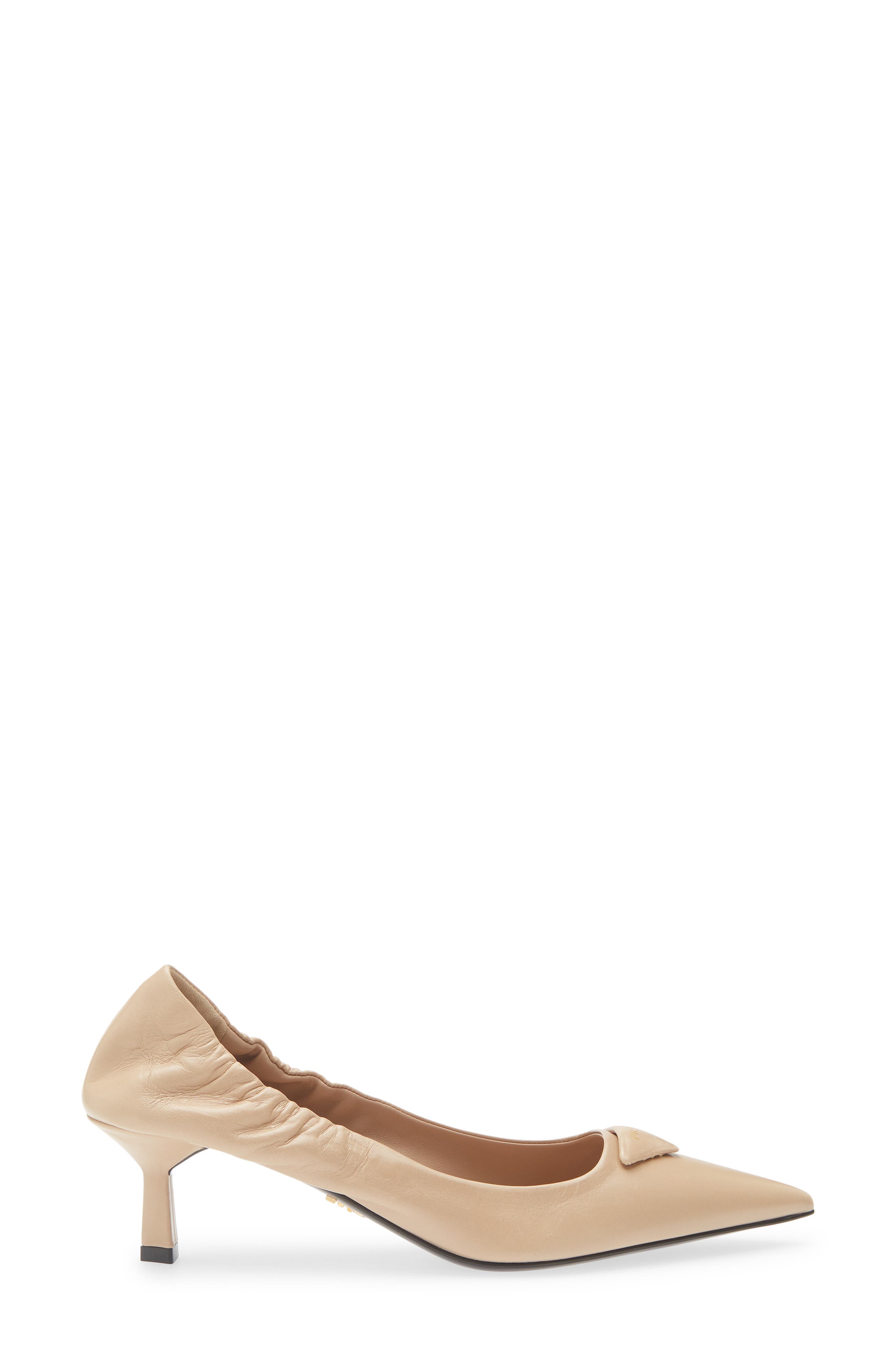 Triangle Logo Pointed Toe Pump, Alternate, color, SABBIA