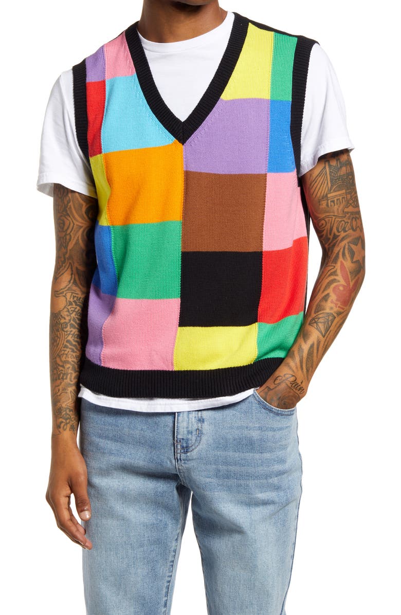 BP. Be Proud by BP Gender Inclusive Pride Colorblock Sweater Vest, Main, color, 