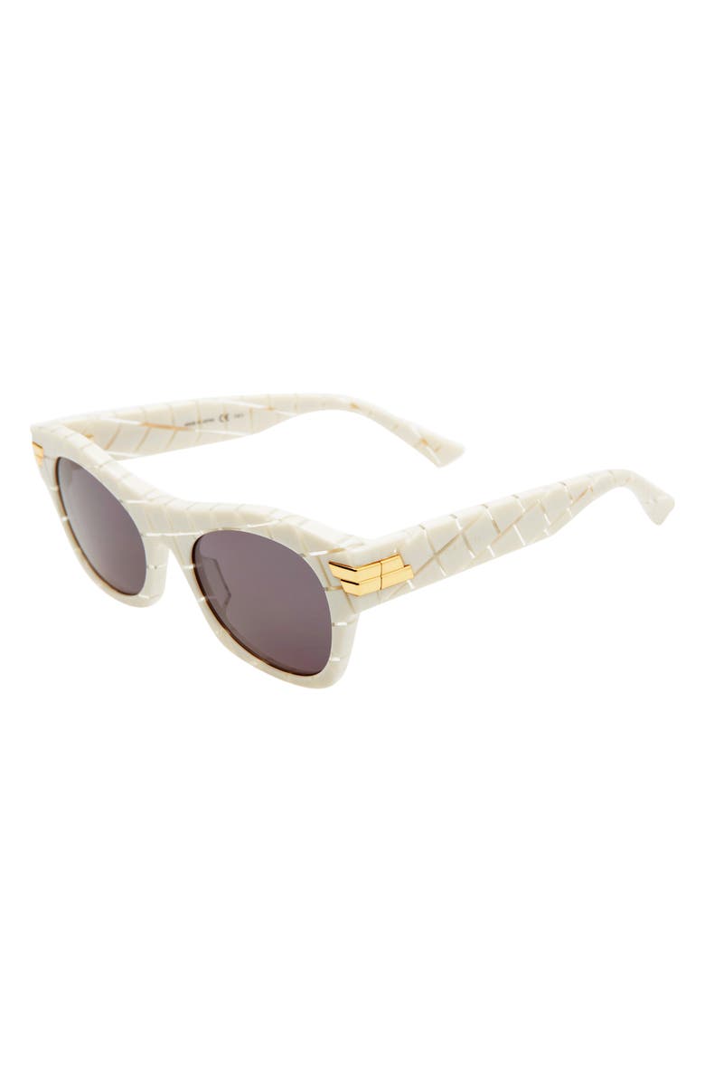 Bottega Veneta 54mm Square Sunglasses, Alternate, color, Ivory/ Grey