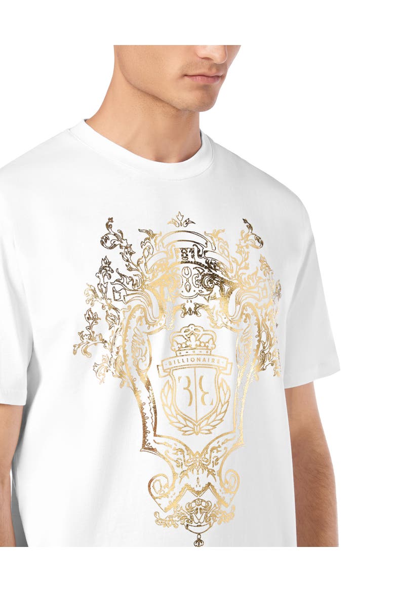 T-Shirt Round Neck Crest Men, Alternate, color, white