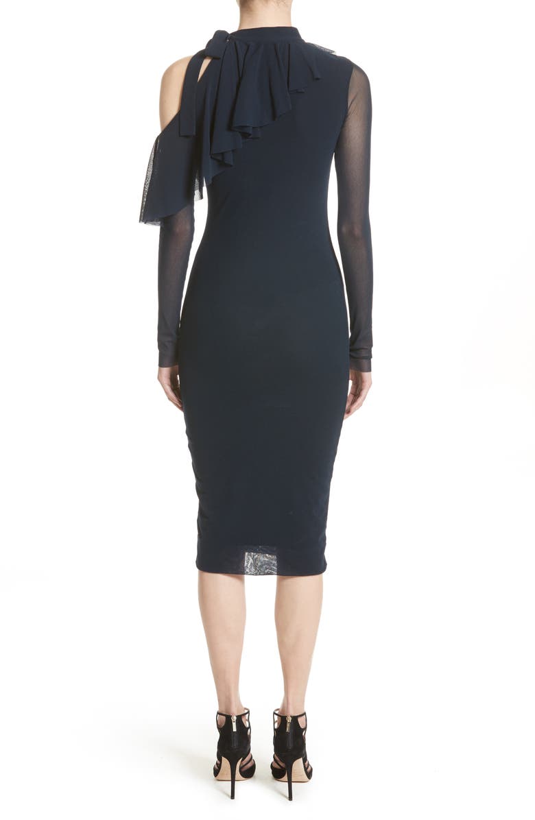 Fuzzi Tulle One-Shoulder Midi Dress, Alternate, color, 