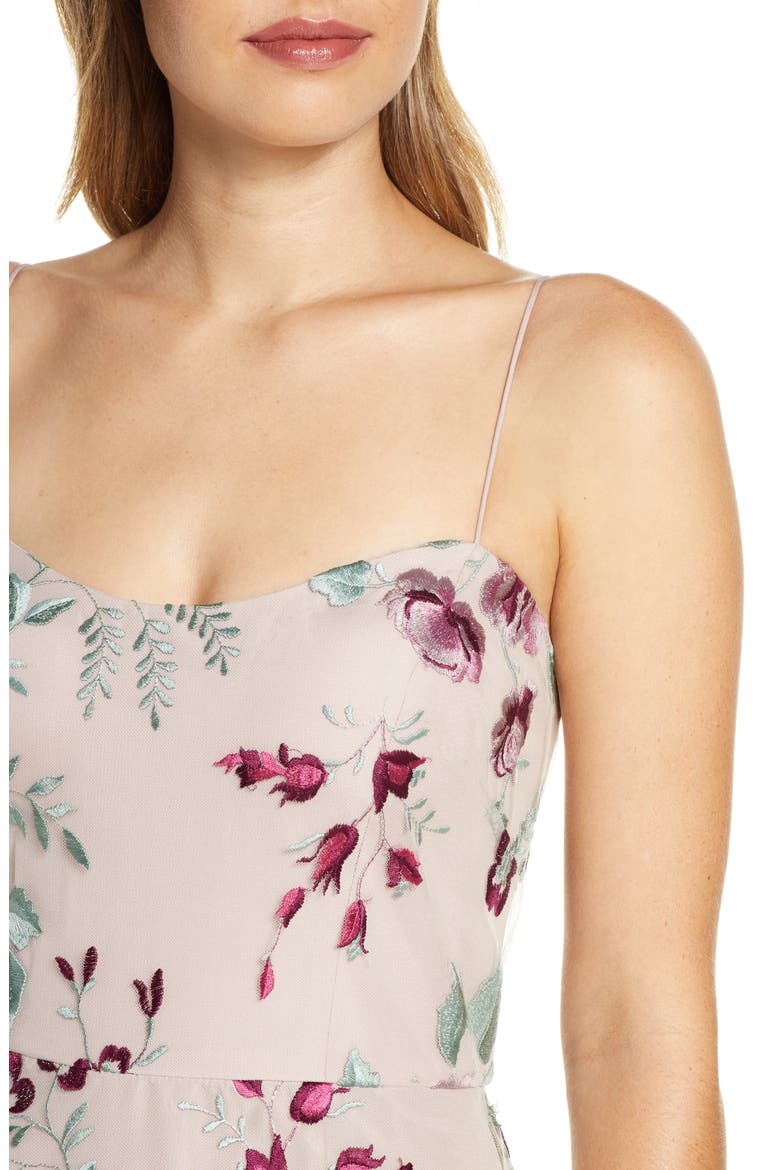 Drew Floral Embroidered Tulle Evening Dress, Alternate, color, BERRY VINTAGE IRIS
