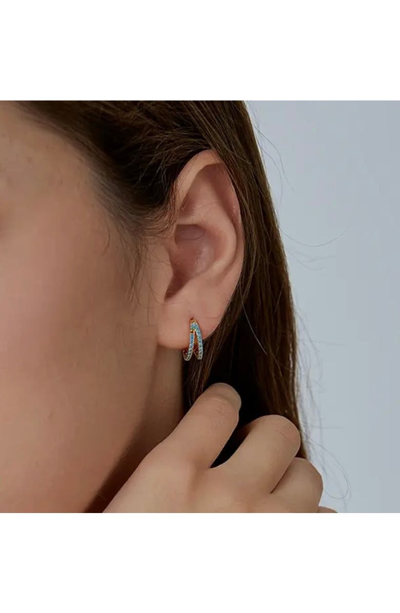 Erin McDermott Jewelry Double Turquoise Circle Hoops, Alternate, color, Gold