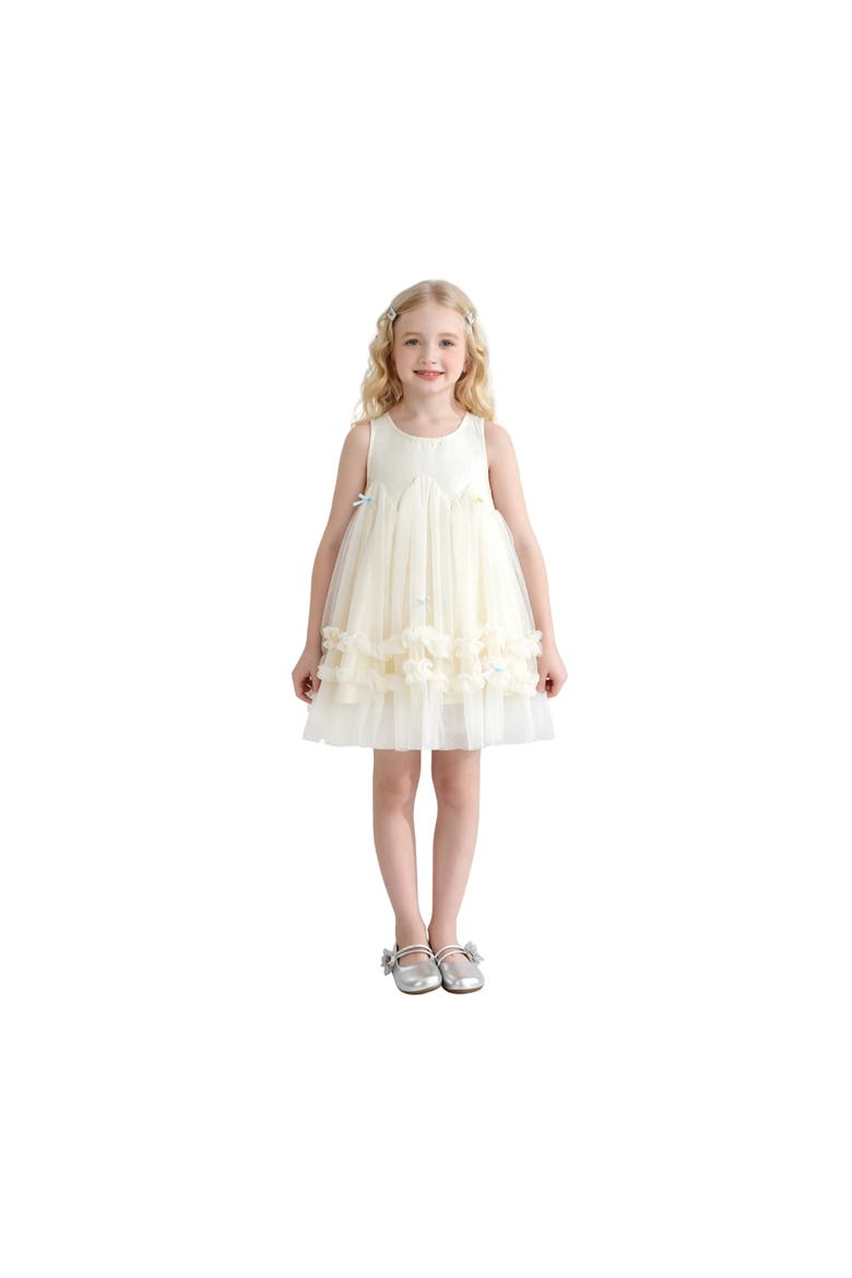 Genevieve Pleated Tulle Dress, Alternate, color, Ivory