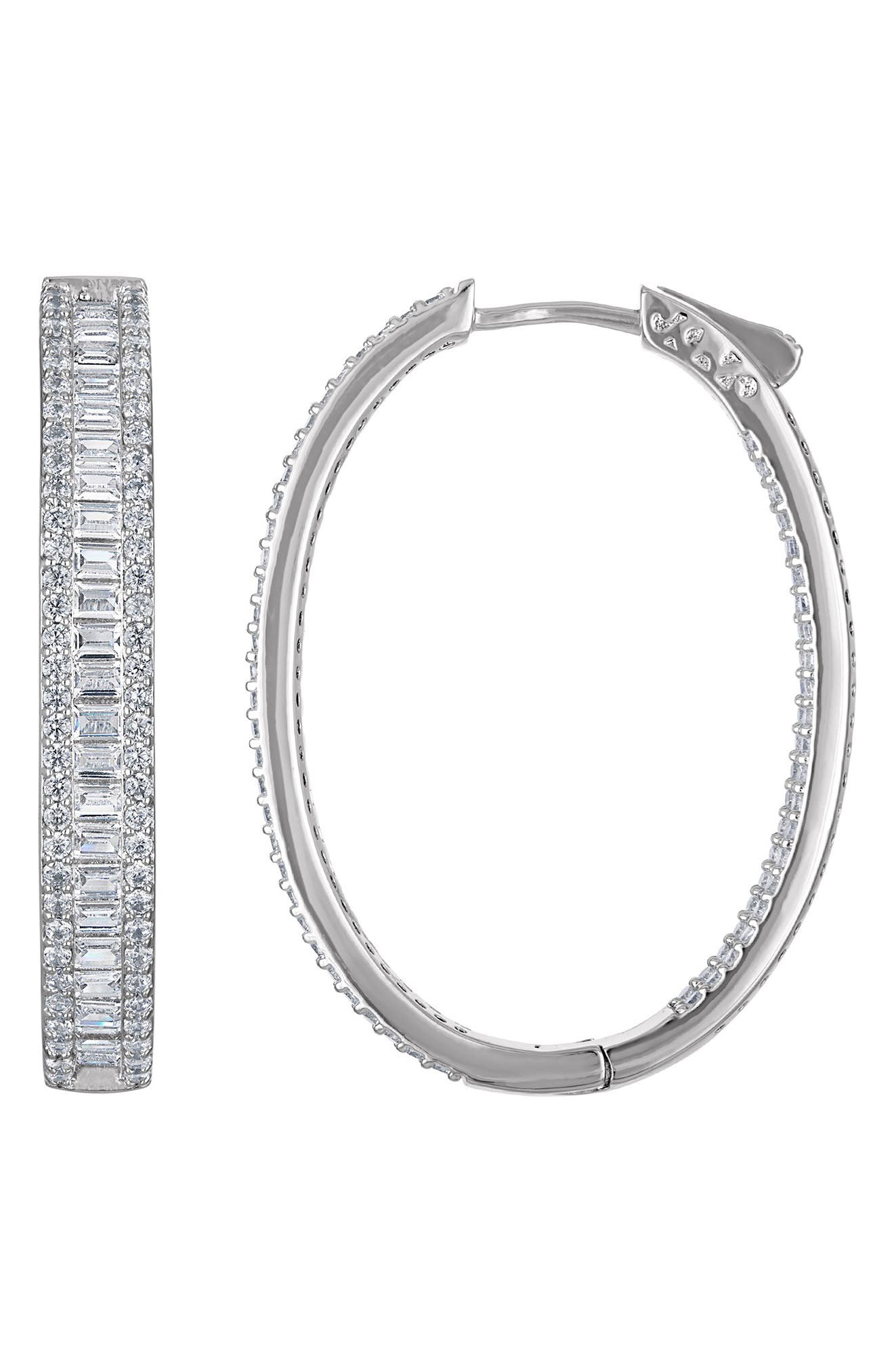 FZN Cubic Zirconia Inside Out Hoop Earrings