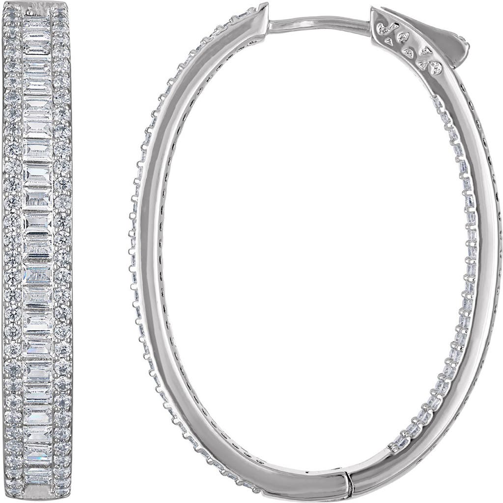 Fzn Cubic Zirconia Hoop Earrings In White