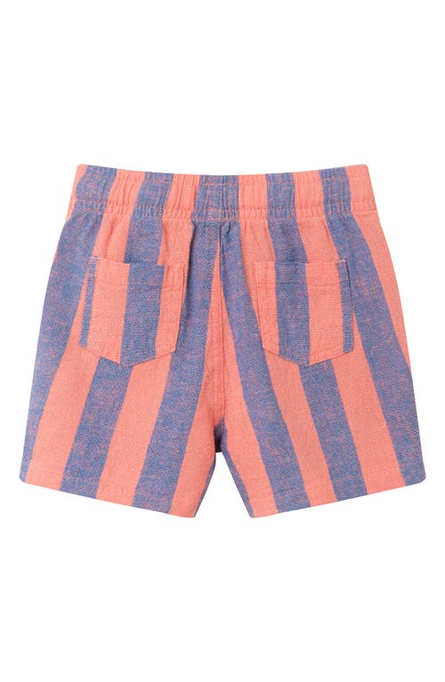 Andy & Evan Stripe Button-up Shirt & Shorts Set In Coral/blue