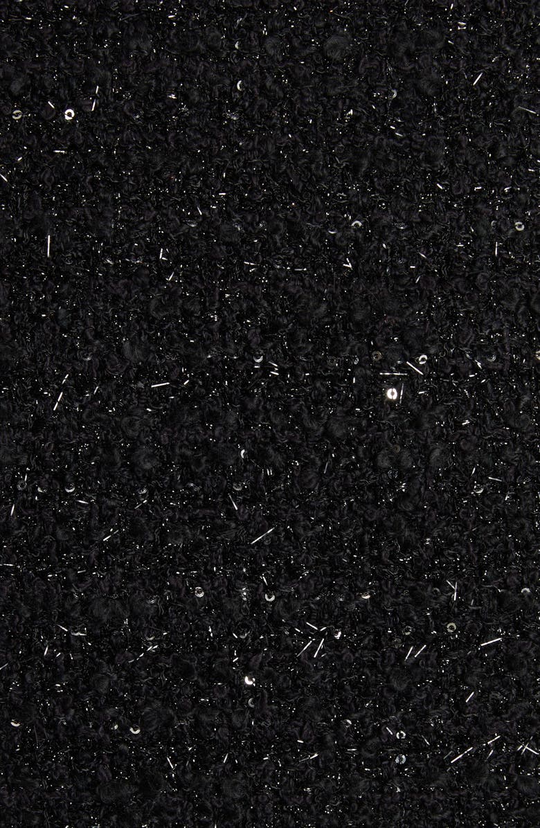 Valentino Garavani Crystal V-Detail Metallic Tweed Miniskirt, Alternate, color,