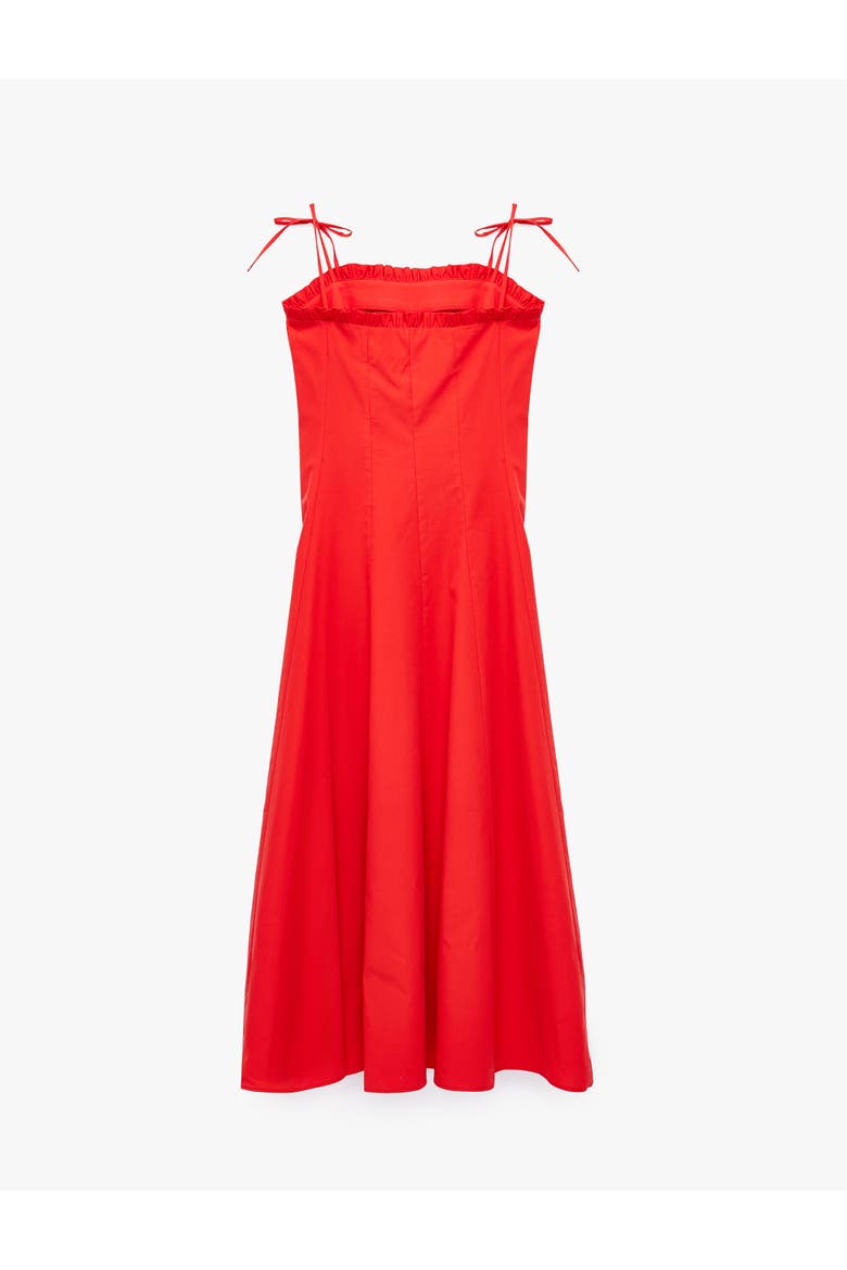 Cotton Slim Fit Ruffle Detail Strapy Midi Dress, Alternate, color, RED