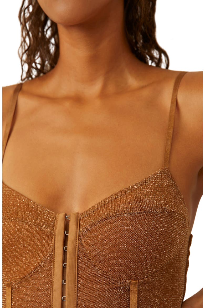 Shimmer Night Rhythm Corset Bodysuit, Alternate, color, BRONZE