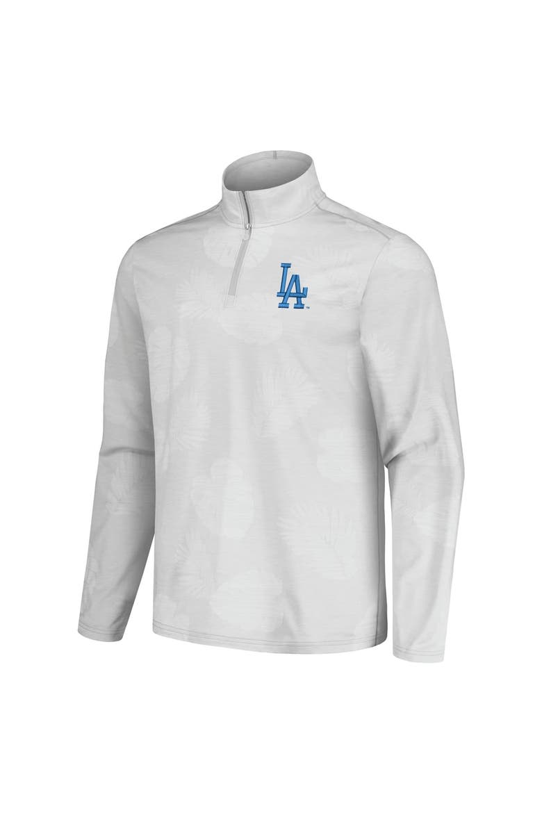 Men's Tommy Bahama Gray Los Angeles Dodgers Delray Frond IslandZone Half-Zip Jacket, Alternate, color, Gray