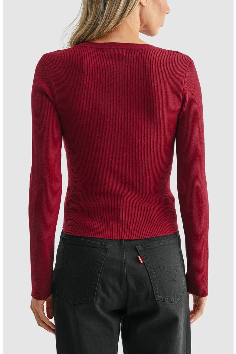 Lace Inset Layered Cardigan, Alternate, color, BURGUNDY BLACK