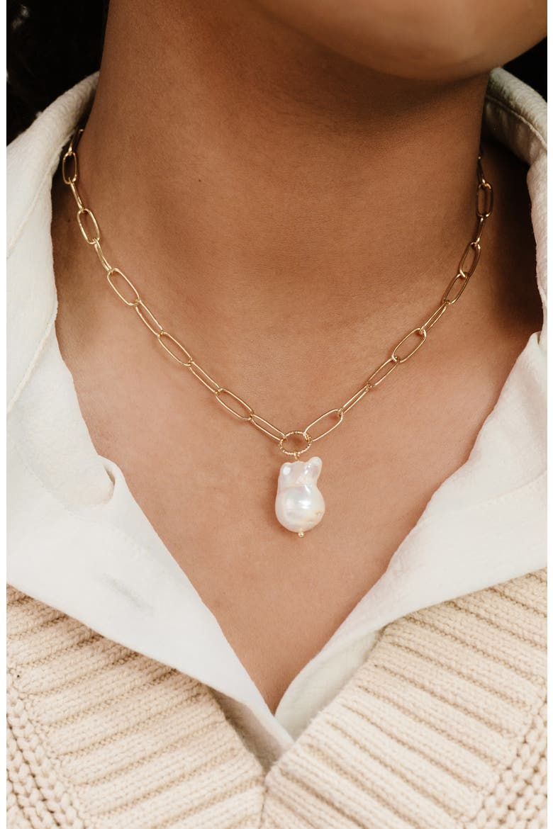 Freshwater Pearl Pendant Necklace, Alternate, color, GOLD