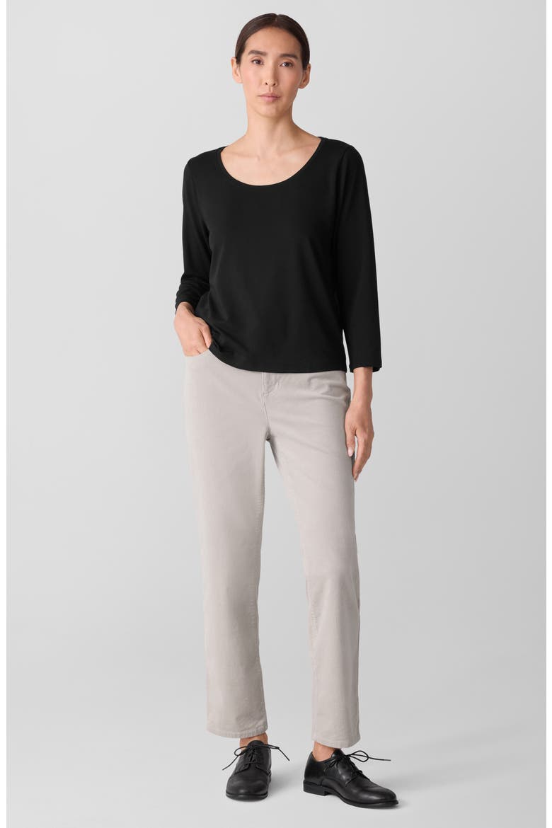 Scoop Neck Stretch Jersey Shirt, Alternate, color, BLACK