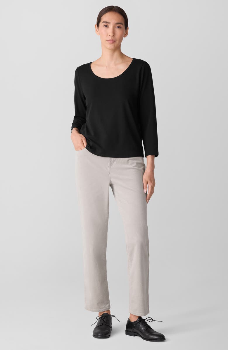 Eileen Fisher Scoop Neck Stretch Jersey Shirt, Alternate, color, Black