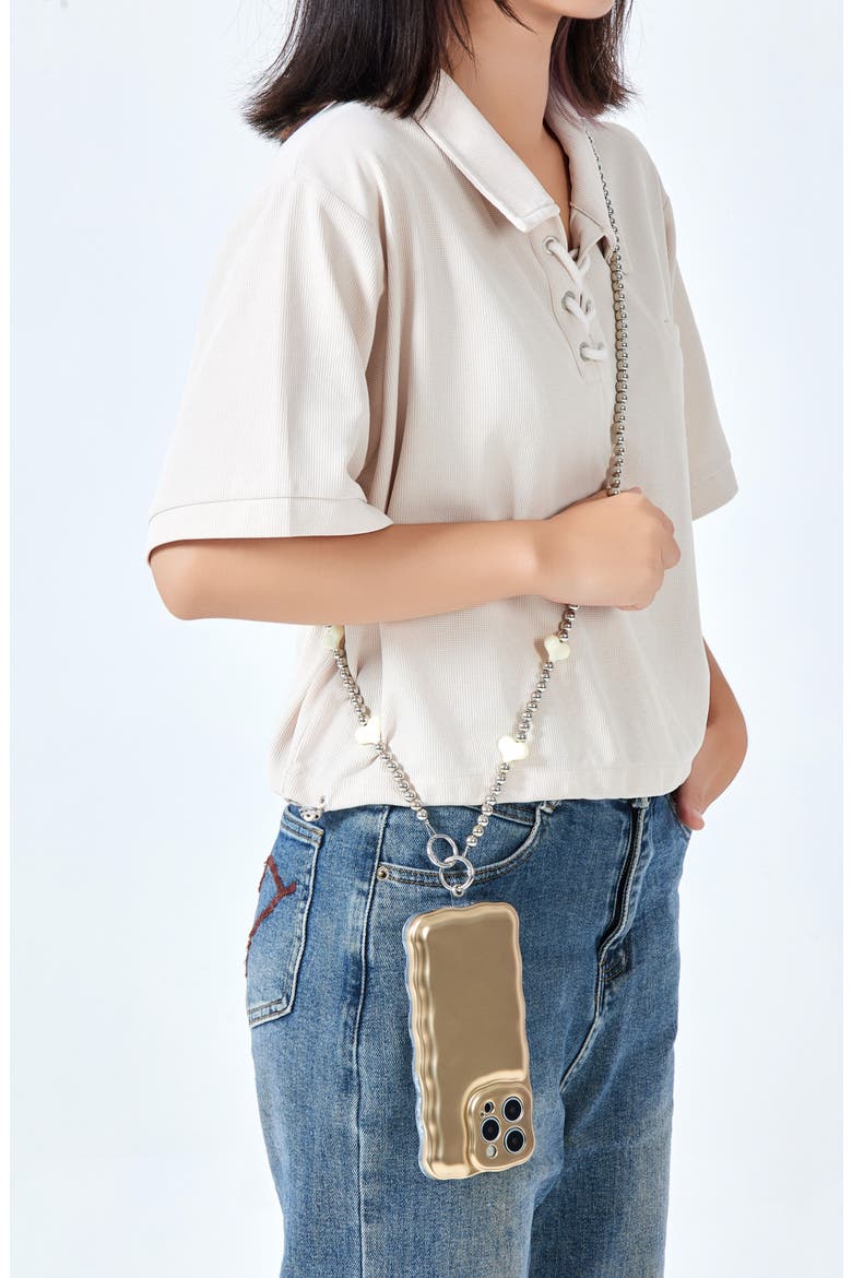 Cool Girl Crossbody Phone Lanyard, Alternate, color, WHITE HEARTS