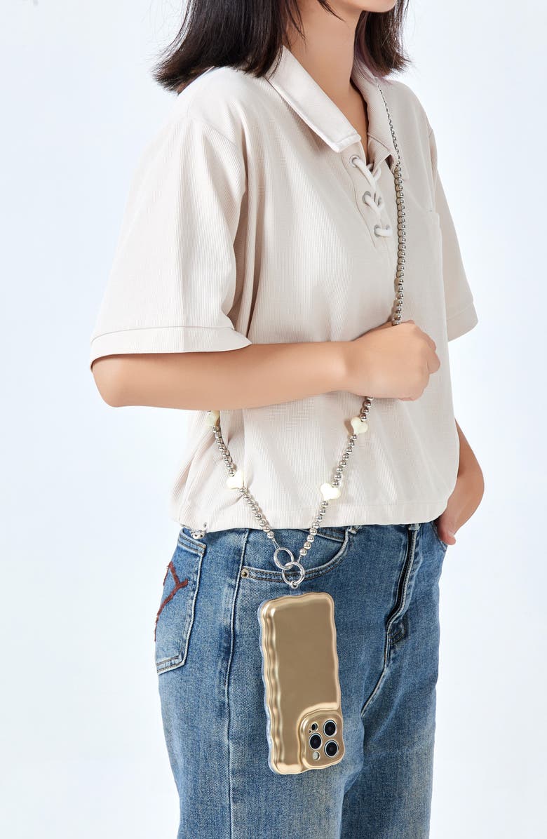 Auramma Cool Girl Crossbody Phone Lanyard, Alternate, color, White Hearts