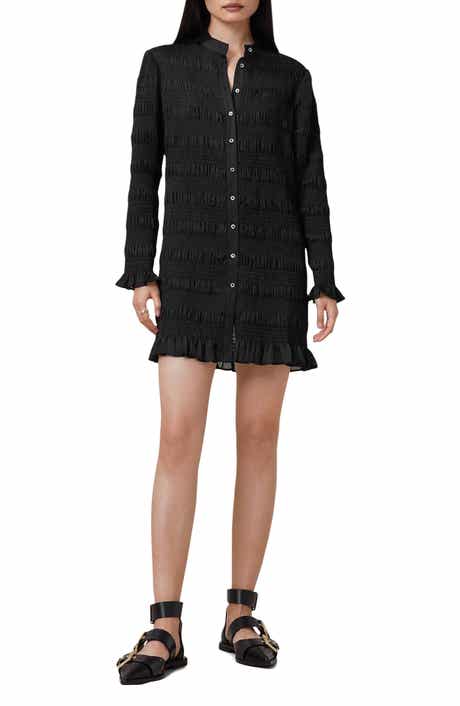 AllSaints Meg Long Sleeve Ruffle Minidress