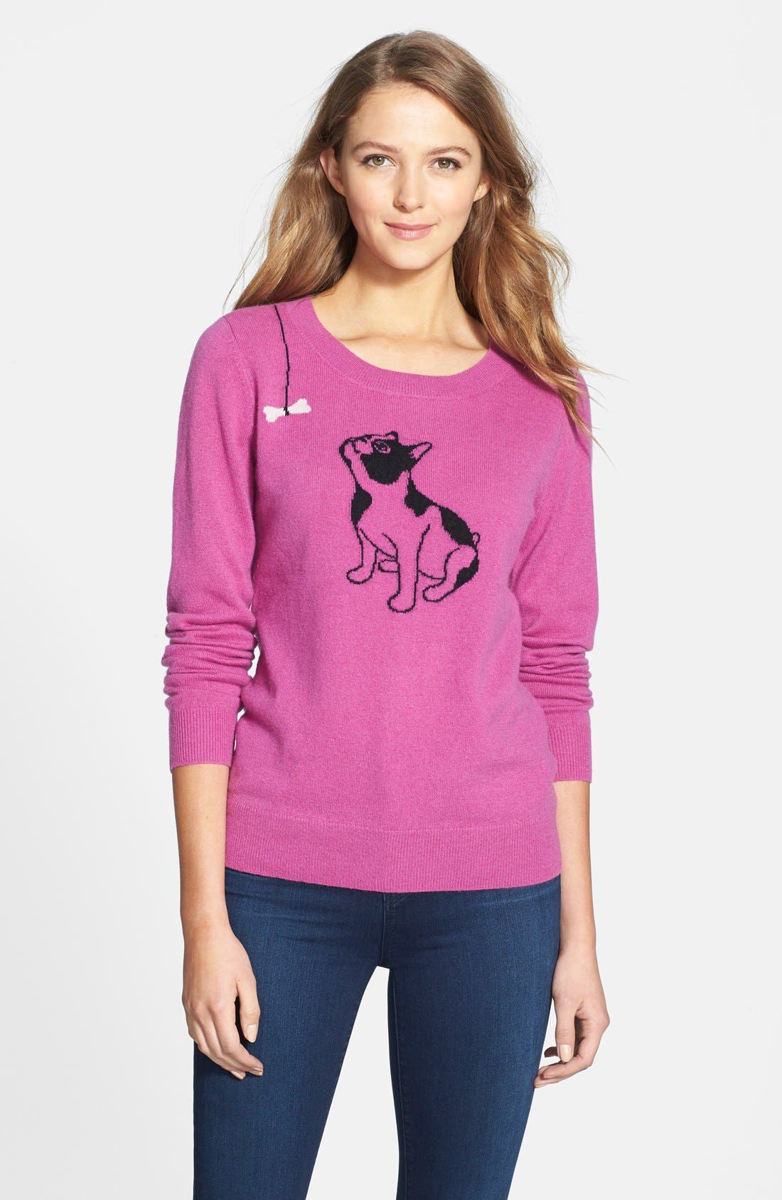 Halogen ® Cashmere Crewneck Sweater In Purple Dog Pattern