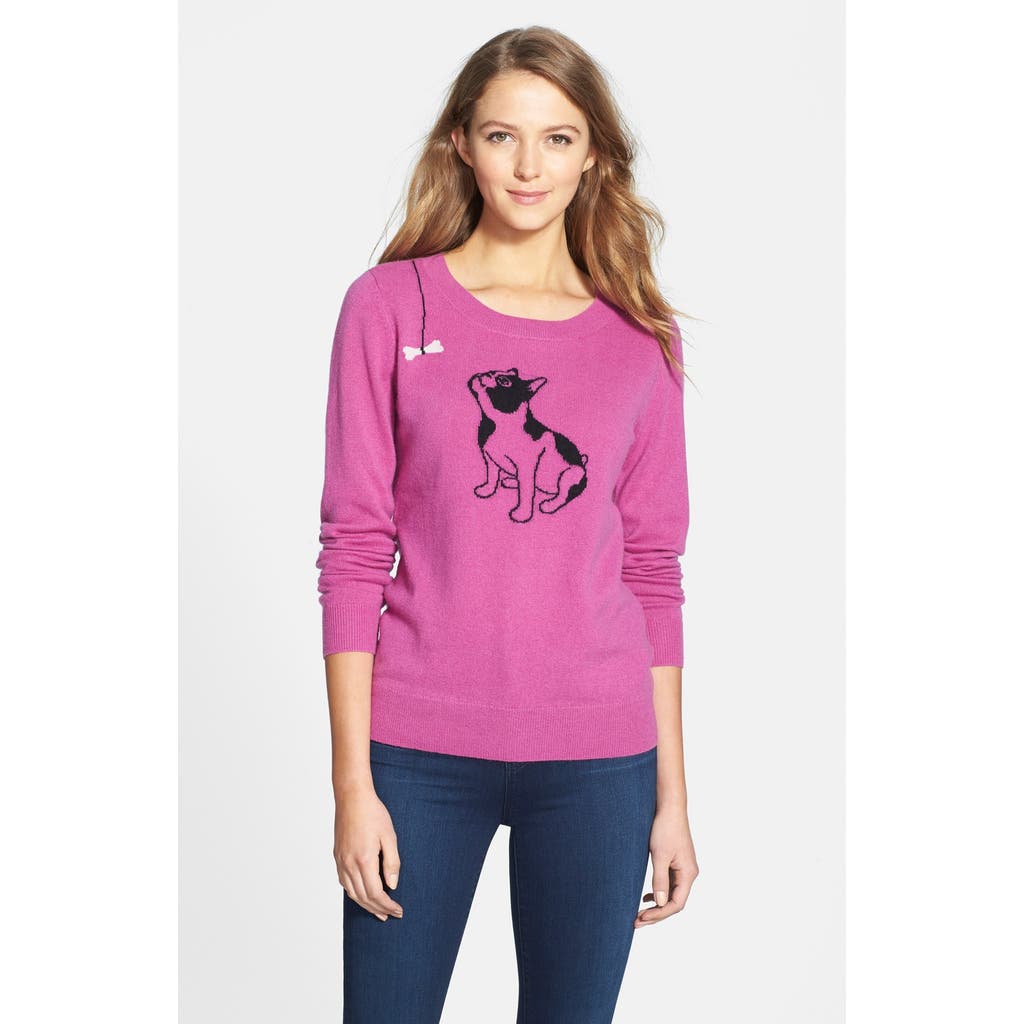 Halogen ® Cashmere Crewneck Sweater In Purple Dog Pattern