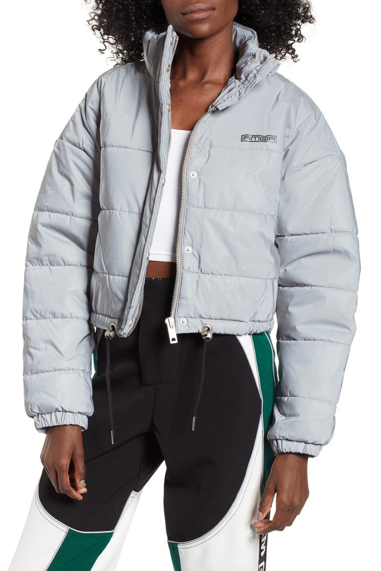 Hersilla Crop Puffer Coat, Main, color, SILVER