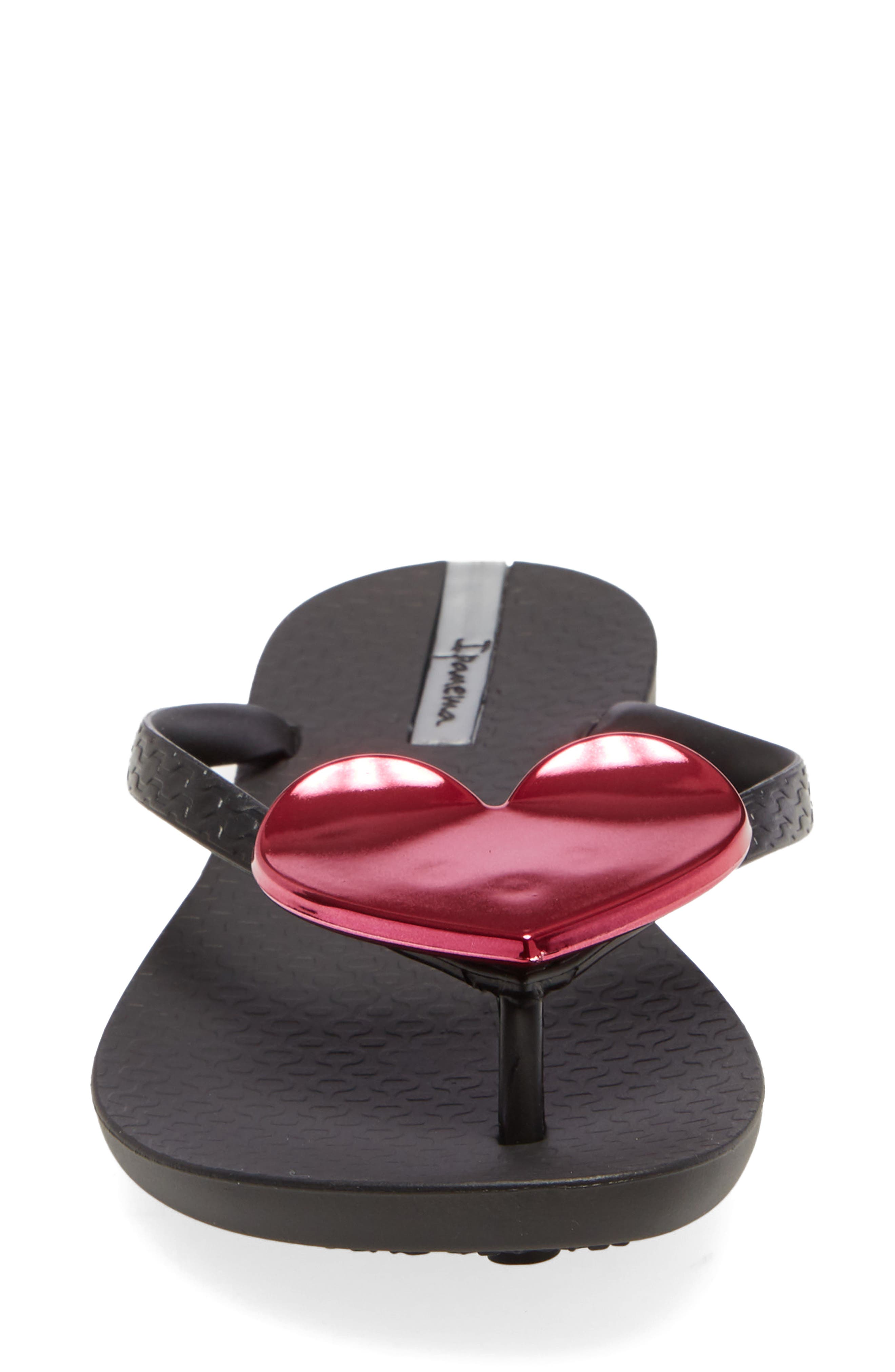 Wave Heart Flip Flop, Alternate, color, BLACK/ RED