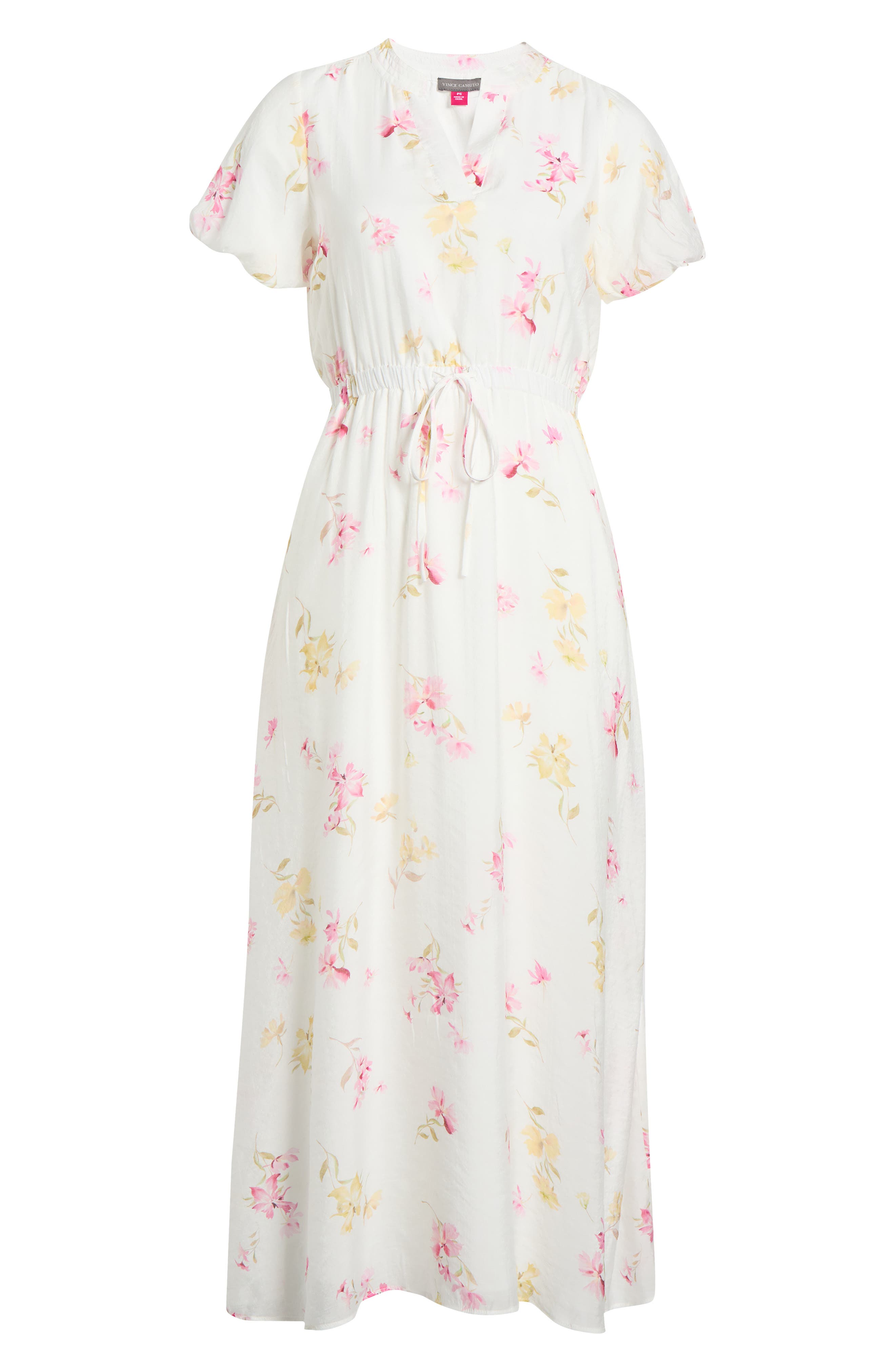 Floral Split Neck Midi Dress