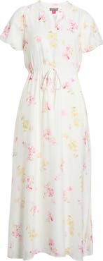 Vince Camuto Floral Split Neck Midi Dress