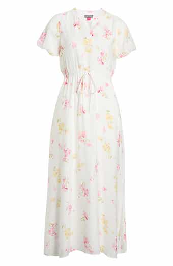 Floral Split Neck Midi Dress