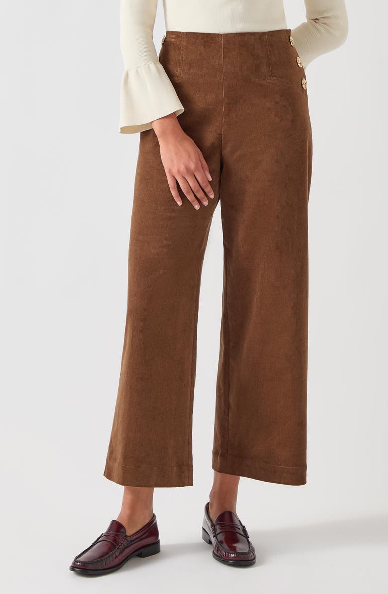 LK Bennett Hans Wide Leg Corduroy Pants, Main, color, Chocolate