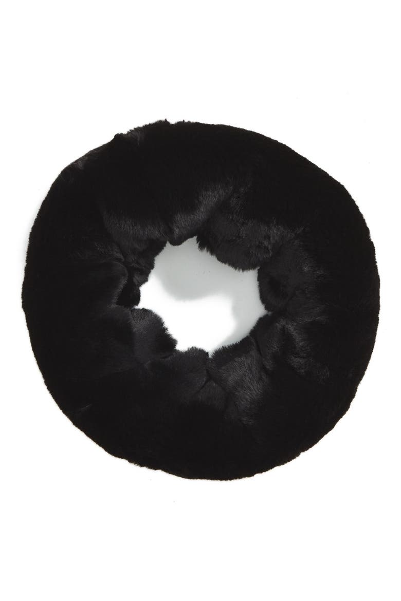 Faux Rabbit Fur Snood, Main, color, BLACK