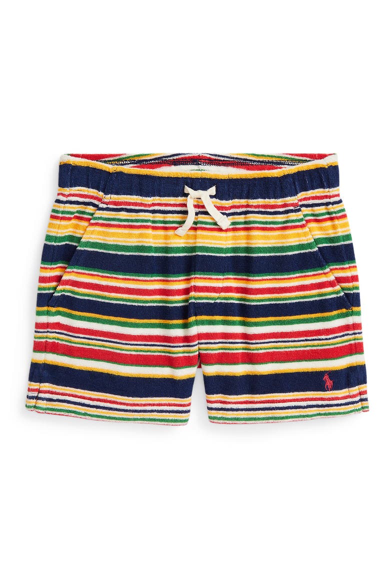 Kids' Stripe Cotton Terry Shorts, Main, color, YELLOW