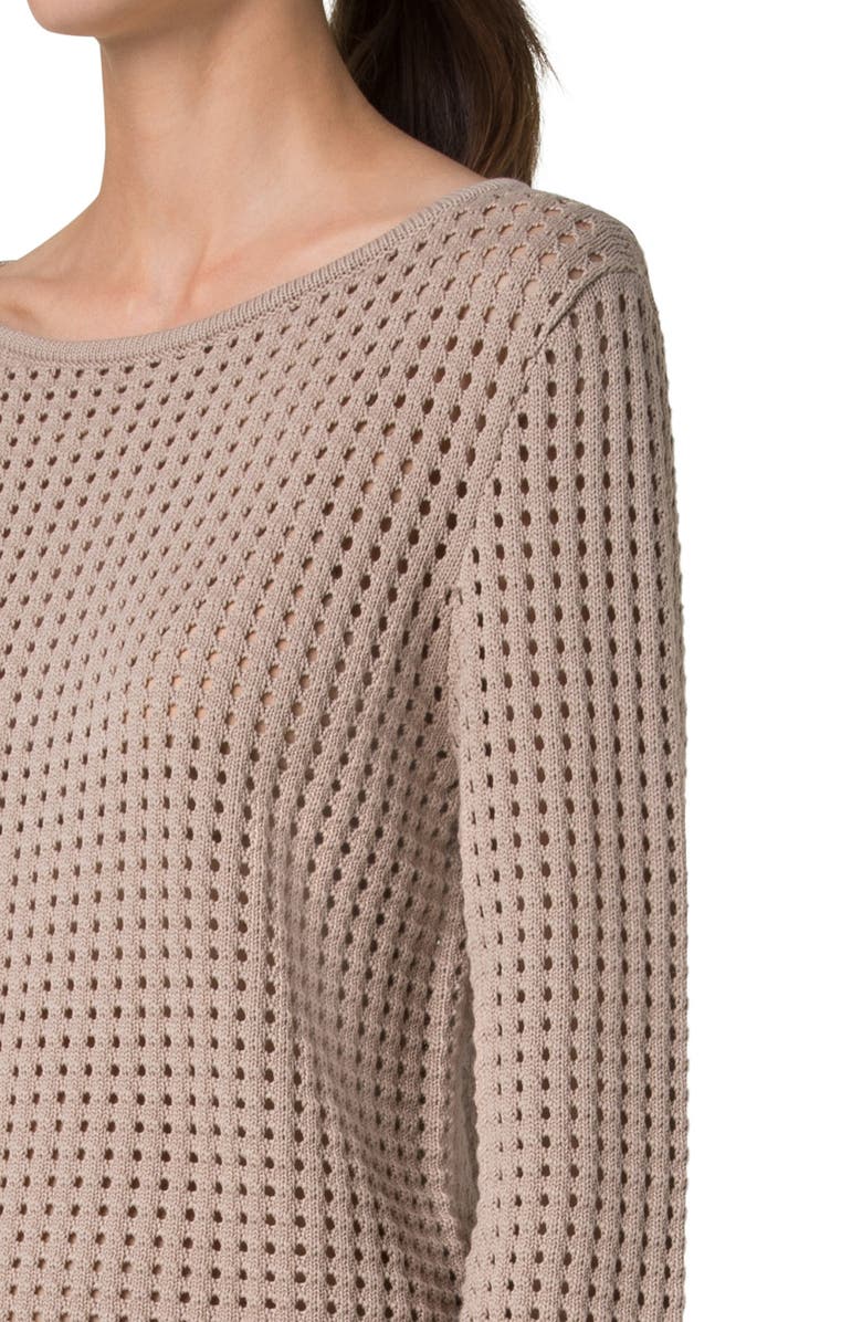 Akris punto Boat Neck Dot Mesh Sweater, Alternate, color,