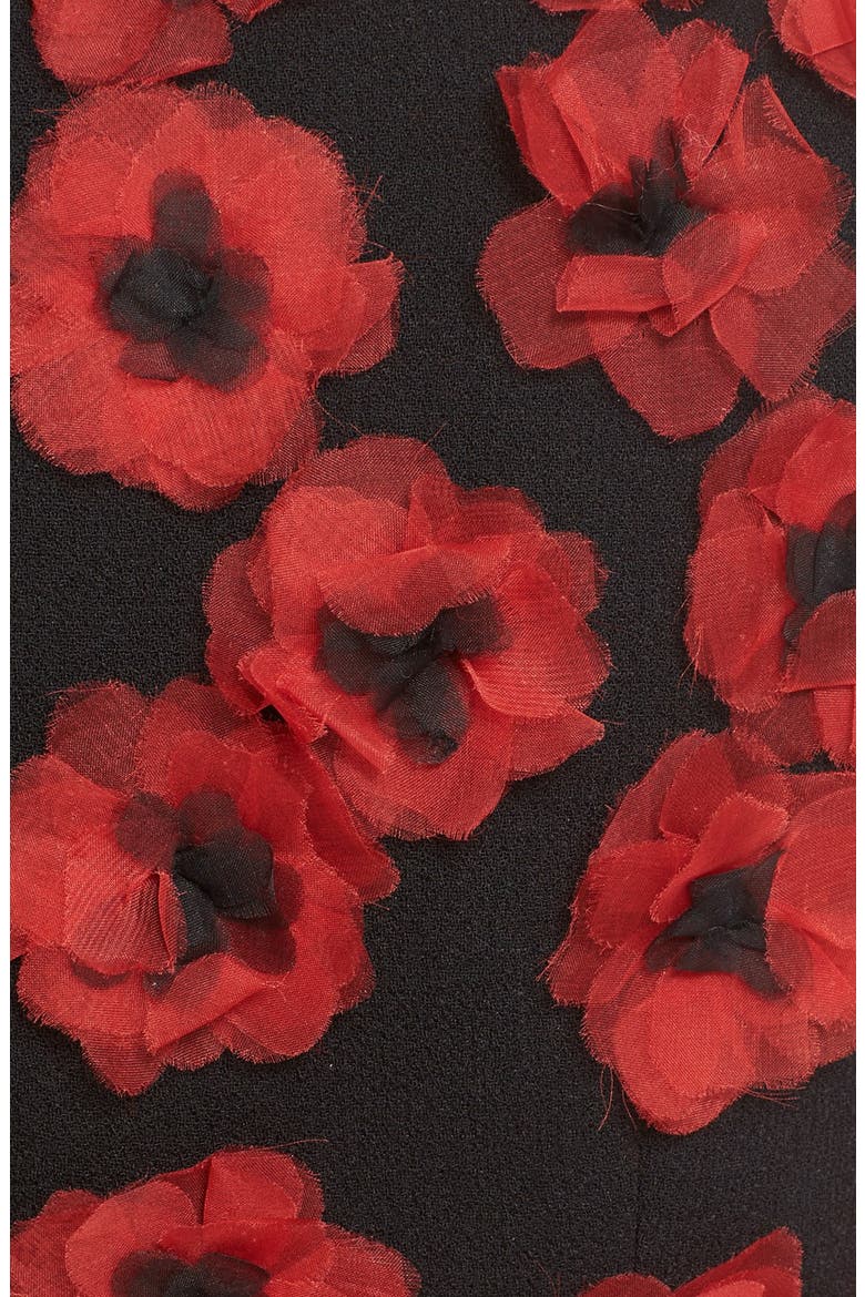 'Crimson Poppy' Floral Embellished Sheath Dress, Alternate, color, BLACK