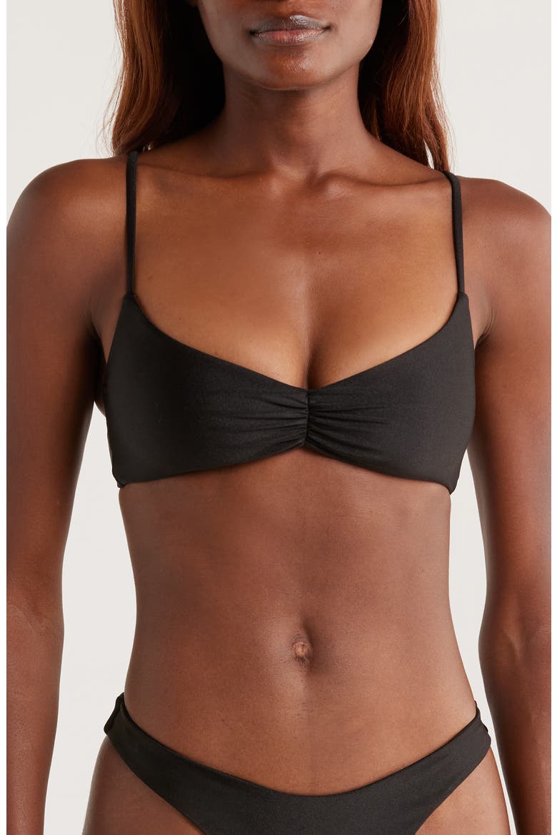 Gathered Crop Bikini Top, Main, color, TWILIGHT BLACK