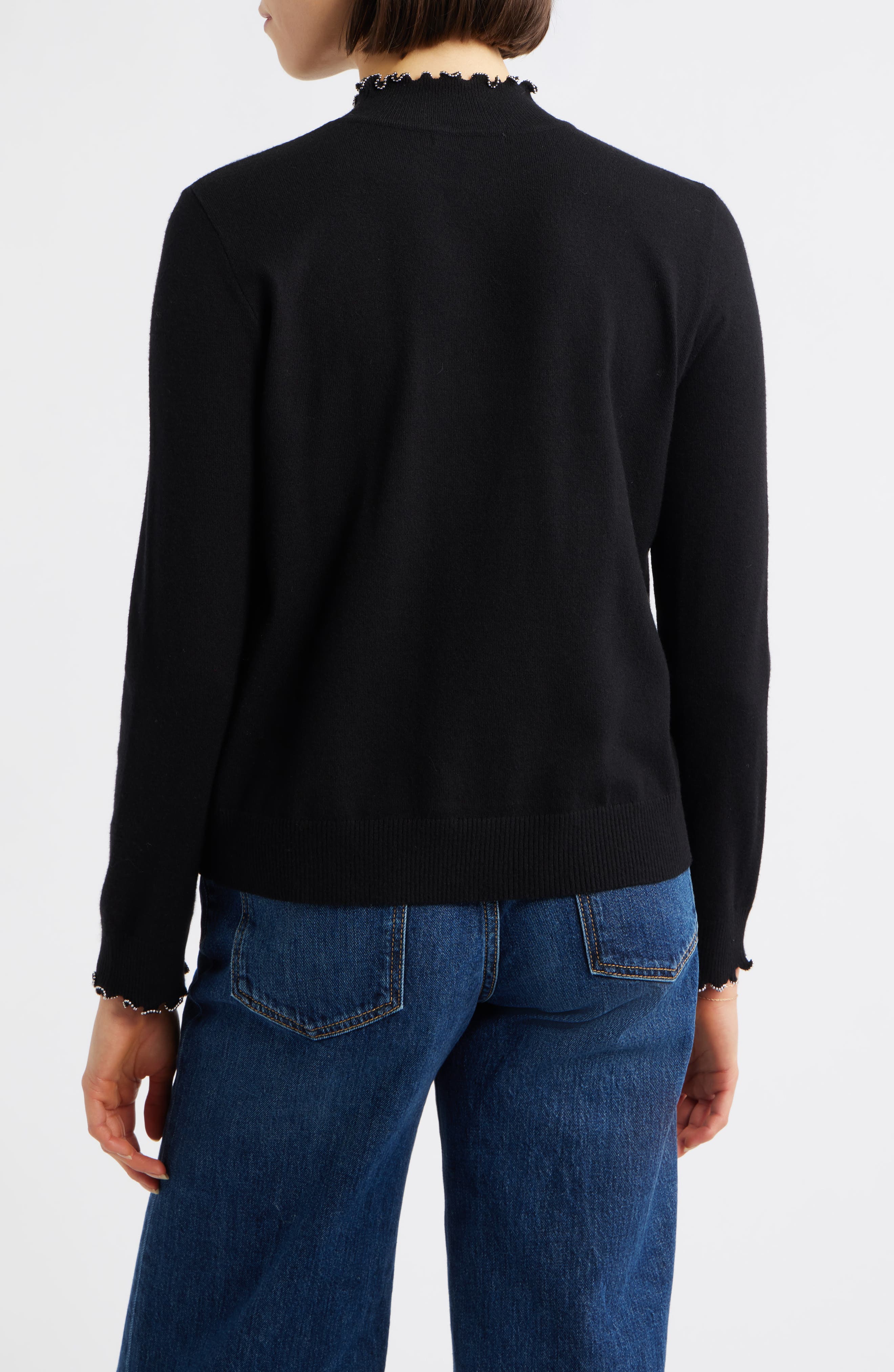 Bead Detail Mock Neck Sweater - image 2
