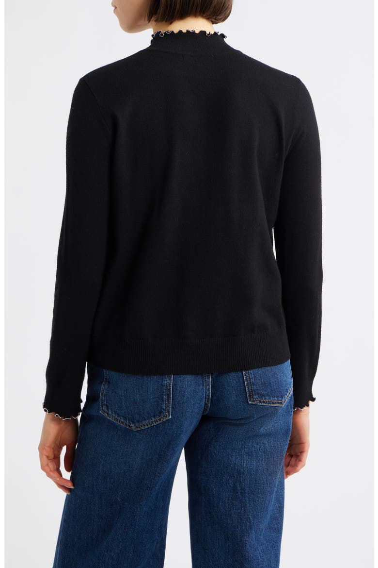 Bead Detail Mock Neck Sweater, Alternate, color, BLACK