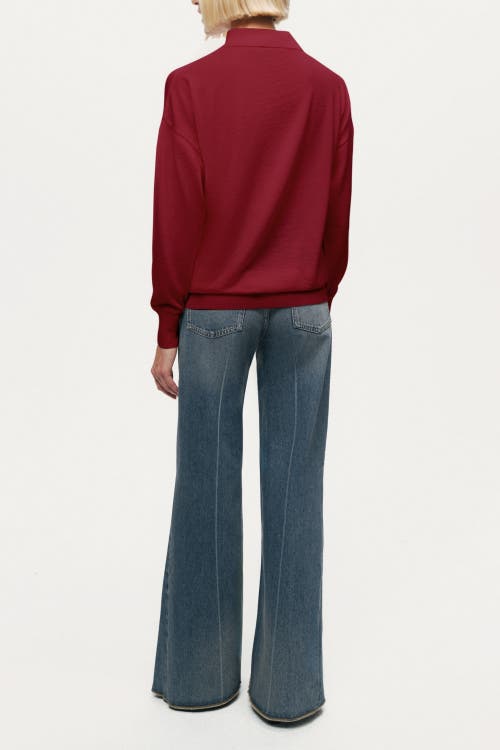 Nocturne Relaxed Polo Knit Sweater In Burgundy