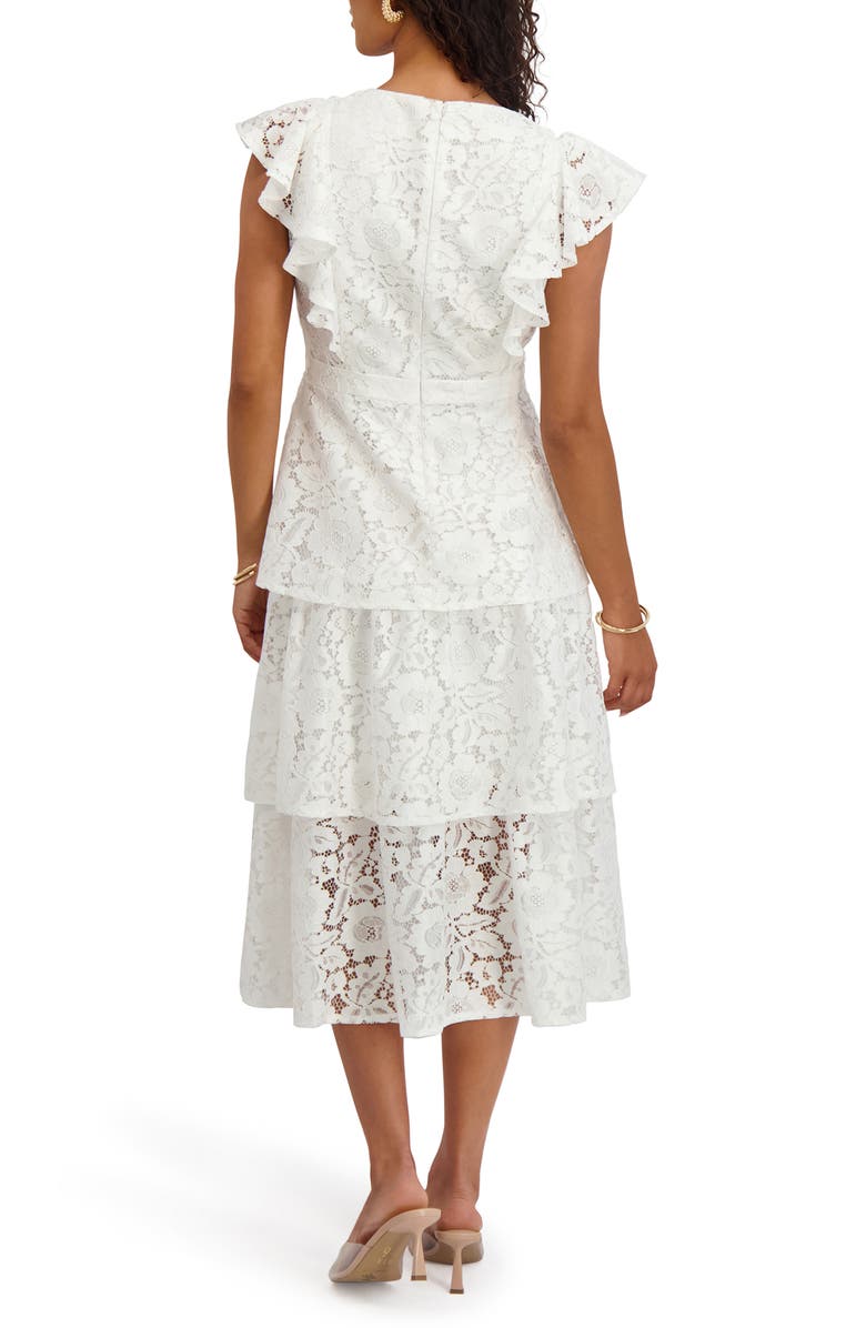 Kensie Floral Lace Midi Dress, Alternate, color, White