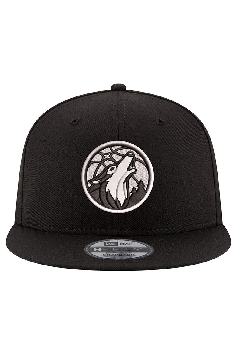 Men's New Era Black/White Minnesota Timberwolves 9FIFTY Snapback Hat, Alternate, color, Black