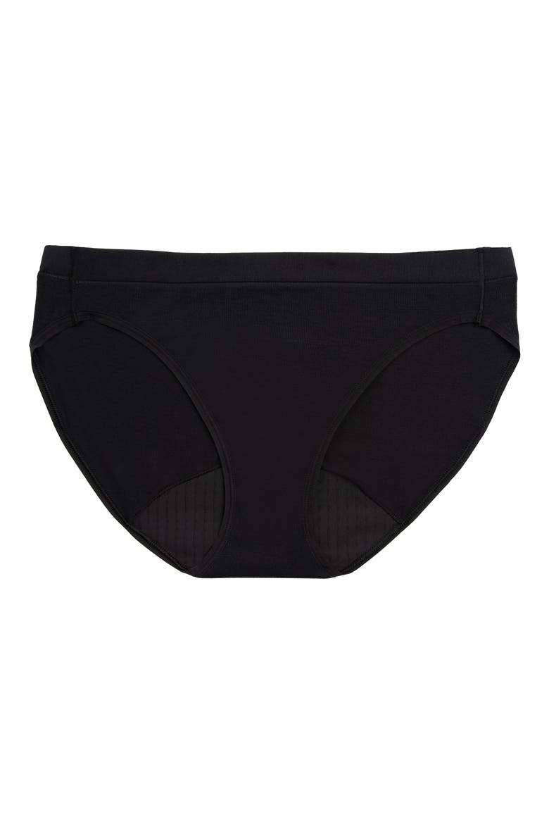 Period & Leakproof Regular Absorbency Comfort Bikini, Alternate, color, BLACK